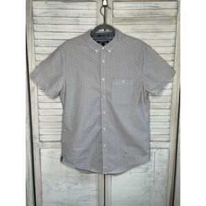 21 Men Gray Short Sleeve Button Down Shirt Polka Dot Size Medium
